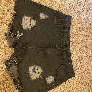 black jean shorts